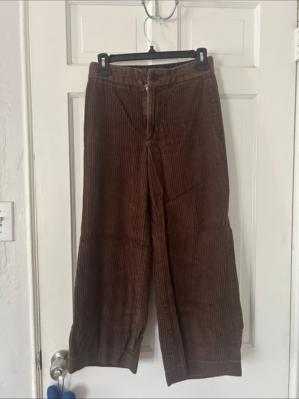 Zara Brown Corduroy Ankle-Length Wide-Leg Pants